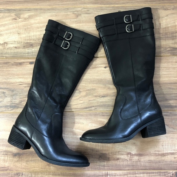 born tay block heel knee high boot
